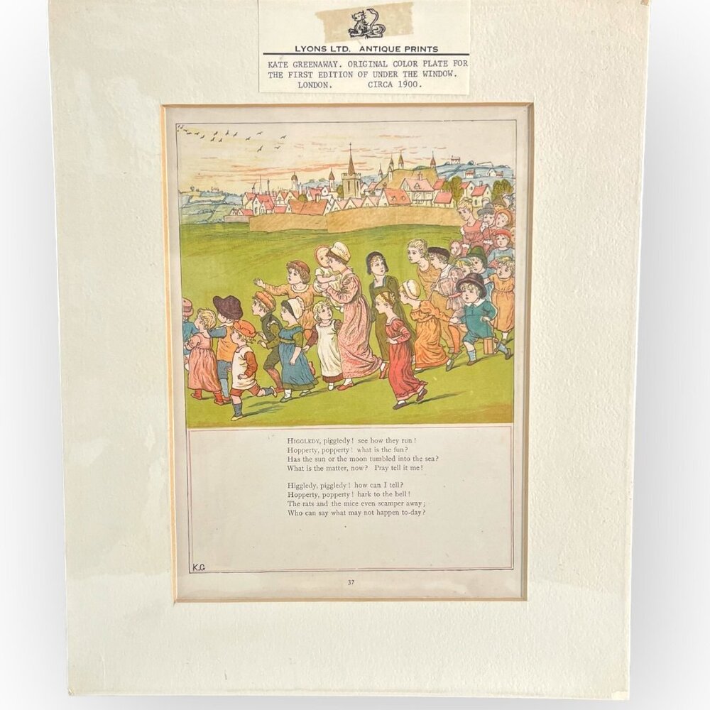Kate Greenaway Original Color Plate Under The Window London First Edition 1900
